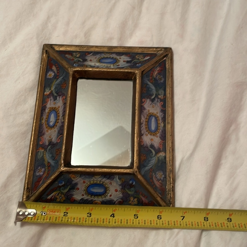 Vintage Ornate Gold and Blue Mirror Frame - Picture 6 of 10